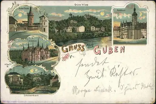 Ansichtskarte Litho AK Guben Kreishaus, Grüne Wiese, Straße 1899