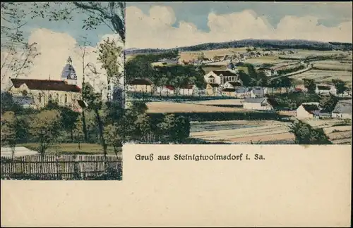 Ansichtskarte Steinigtwolmsdorf Wołbramecy 2 Bild Kirche, Stadt 1909