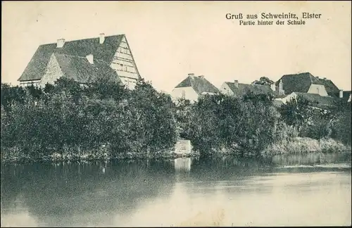 Ansichtskarte Schweinitz (Elster)-Jessen Partie hinter der Schule 1928