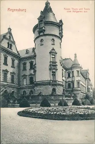 Ansichtskarte Regensburg Palais Thurn und Taxis vom Hofgarten aus 1910