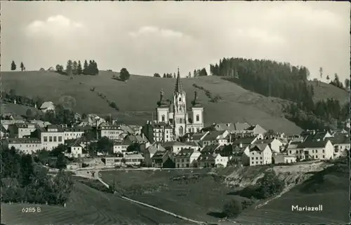 Ansichtskarte Mariazell Panorama-Ansicht Fernansicht auf Kapelle und Ort 1958