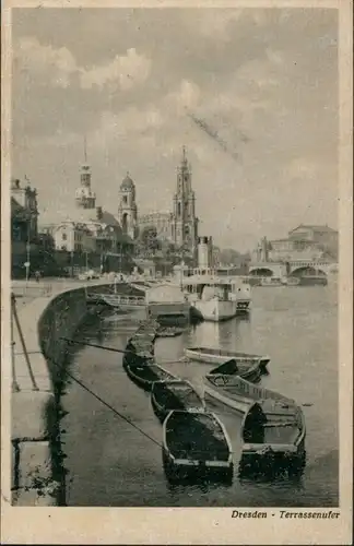 Altstadt-Dresden Brühlsche Terrasse Schiffe, Schiffsanleger 1940