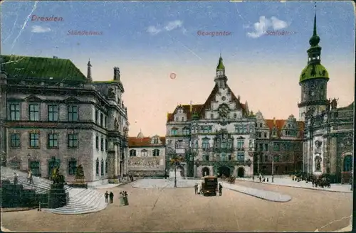 Innere Altstadt-Dresden Georgentor Strassen Partie Schloßkirche 1919