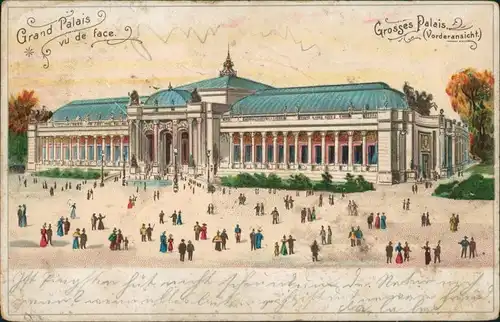 CPA Paris Grand Palais Vu de Face 1900  AK mit Ankunftsstempel von Halstenbek