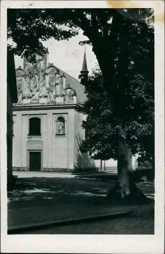 Hohenmauth Vysoké Mýto Strassen Partie an einer Kirche, großer Baum 1939