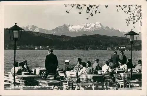 Pörtschach am Wörther See Blick auf See und Mittagskogel Gaststätte  1956