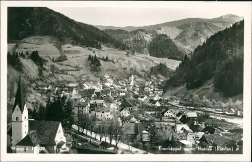 Ansichtskarte Eisenkappel Gesamtansicht des Dorfes gegen Norden Kärnten 1950