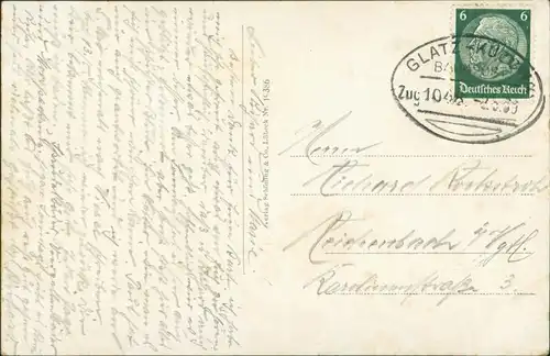 Postcard Bad Landeck Lądek-Zdrój Kurhaus Bahnpost Glatz Kreuzburg 1933