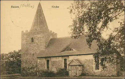 Ansichtskarte Rauen (Mark)-Spreenhagen Partie an der Kirche 1925