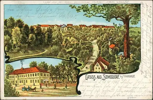 Ansichtskarte Somsdorf-Freital 2 Bild: Straße, Gasthaus 1908