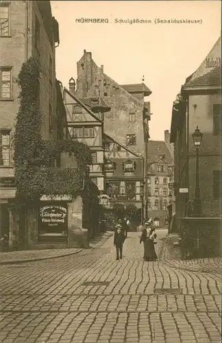 Ansichtskarte Nürnberg Schulgäßchen Wurstfabrik Stegmeier 1912