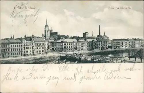 Postcard Königgrätz Hradec Králové Stadt, Brücke - Fabrik 1911