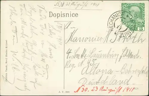 Postcard Königgrätz Hradec Králové Stadt, Brücke - Fabrik 1911