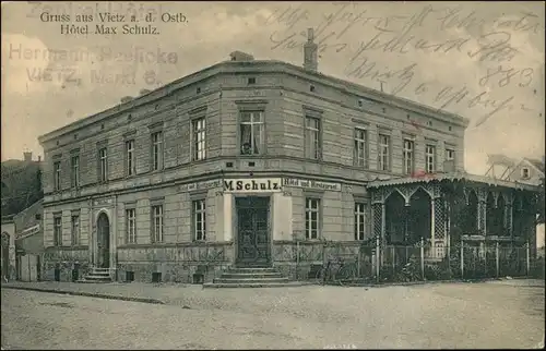 Postcard Vietz (Ostbahn) Witnica Gasthaus M. Schulz 1916