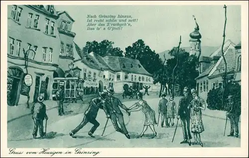 Ansichtskarte Grinzing-Wien Gruß voHeurigen - Scherzkarte 1926