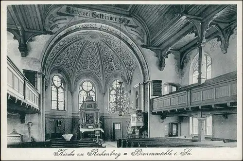 Ansichtskarte Rechenberg-Bienenmühle Innen - Kirche - Altar 1928