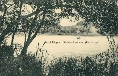 Ansichtskarte Stubbenkammer-Sassnitz Herthasee, Pavillon 1912