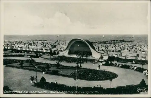 Postcard Swinemünde Świnoujście Konzertplatz - Musikmuschel 1934