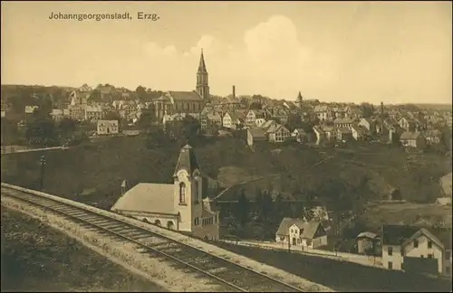 Ansichtskarte Johanngeorgenstadt Stadt, Eisenbahnstrecke 1913