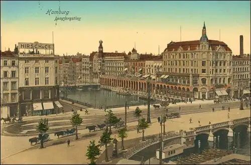 Ansichtskarte Hamburg Jungfernstieg, Hirsch & Co 1907