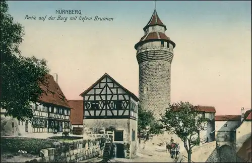 Ansichtskarte Nürnberg Partie auf der Burg mit tiefem Brunnen 1907