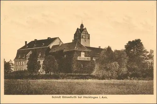 Ansichtskarte Hecklingen (Salzlandkreis) Schloß Gänsefurth 1924