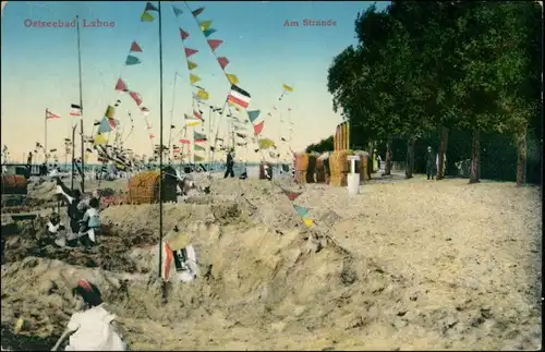 Ansichtskarte Laboe Am Strande - Wimpel, Strandkörbe 1912