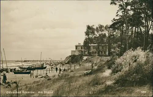 Ansichtskarte Koserow Usedom Strand, Boote - Gasthaus 1928