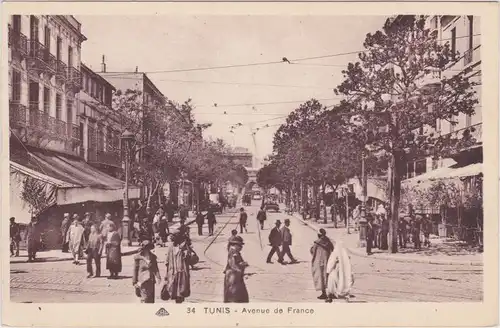 Postcard Tunis تونس Avenue de France 1922