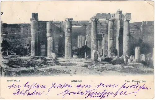 Postcard Athen Αθήνα Les Propylees 1921 