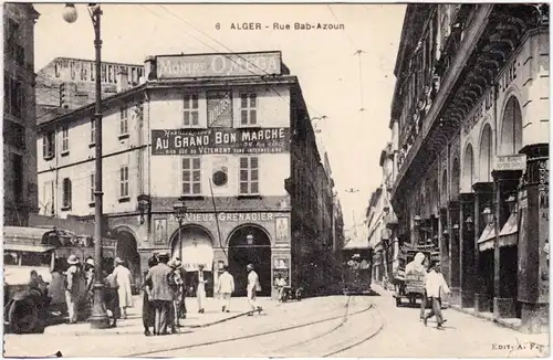 Algier Alger Algeria CPA Ansichtskarte Rue Bab-Azoun, Geschäfte 1913