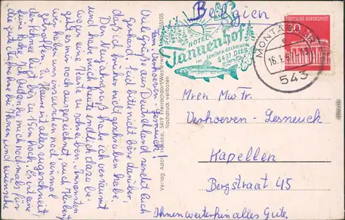  Blick auf ein herrschaftliches Anwesen im Westerwald Stempel Montabaur 1967