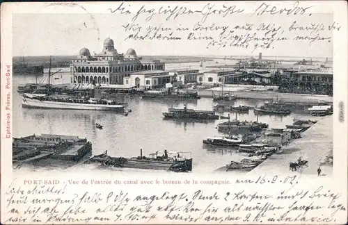 Port Said بورسعيد (Būr Saʻīd) Blick über Stadt und Hafen 1902 