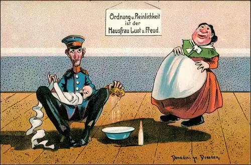 Ansichtskarte  Scherzkarte Künstlerkarte Donadoni Dresden Ordnung 1911