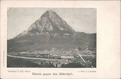 Glarus Glaris | Glarona | Glaruna | Claruna Panorama  gg. Berg Glärnisch 1900