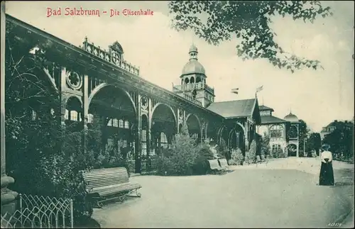 Bad Salzbrunn Szczawno-Zdrój Elisenhalle, Partie in den Anlagen 1906