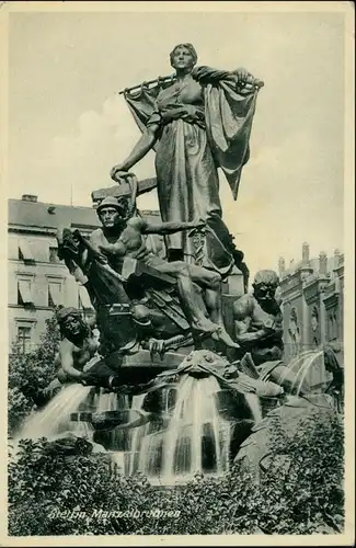 Postcard Stettin Szczecin Manzelbrunnen 1938