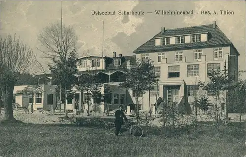 Ansichtskarte Scharbeutz Gasthaus Wilhelminenbad - Fahrrad 1922