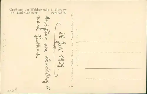Postcard Gurkow Górki Notecki 2 Bild Waldschänke Umland 1929