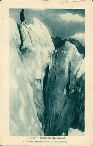 Chamonix-Mont-Blanc Grandes Grevasses au Glacier Gletscherspalte Gletscher 1910