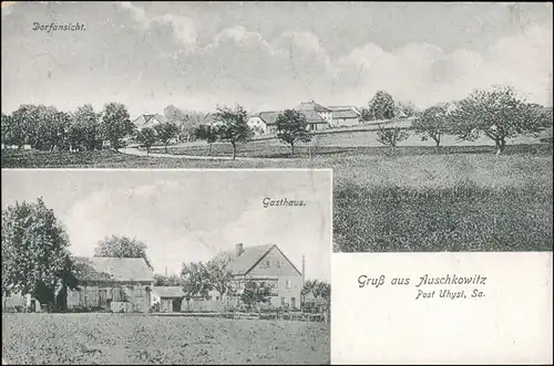 Auschkowitz-Burkau (Oberlausitz) Wučkecy Porchow 2 Bild Stadt Gasthaus 1912