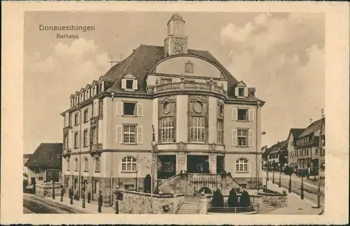 Ansichtskarte Donaueschingen Straßenpartien am Rathaus 1922