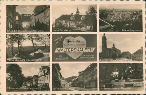 Ansichtskarte Waltershausen Stadtteilansichten: Straßen Häuser 1932