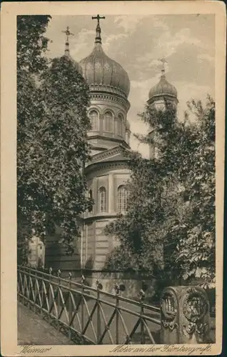 Ansichtskarte Weimar Motiv an der Fürstengruft Gruft, kleine Brücke 1930