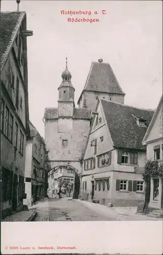 Rothenburg ob der Tauber Stadtteilansicht Strassen Partie am Röderbogen 1900