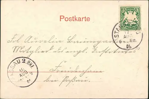 Berg (Starnbergersee)    AK  Stempel STARNBERG  Ankunftsstempel PASSAU 2 BHF.