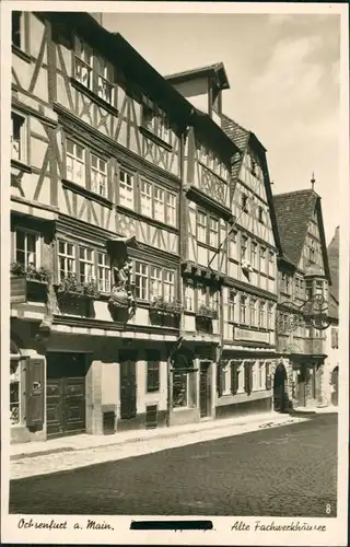 Ochsenfurt Alte Fachwerkhäuser, Strasse mit Kopfsteinpflaster 1940