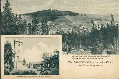 Pulsnitz Połčnica Schwedenstein, Stadt aufgehende Sonne 2 Bild 1912