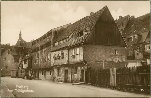 Ansichtskarte Freiberg (Sachsen) Partie am Mühlgraben 1928