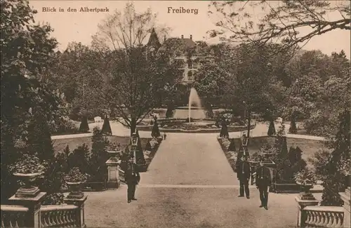 Ansichtskarte Freiberg (Sachsen) Blick in den Albertpark 1915